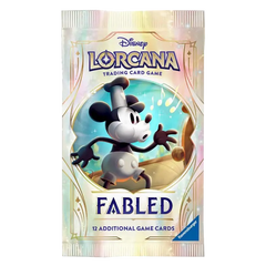Fabled Booster Pack featuring Disney Lorcana trading card game and 12 additional game cards.