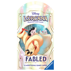 Fabled Sleeved Booster-Pack mit Disney Lorcana-Charakteren und 12 zusätzlichen Spielkarten.