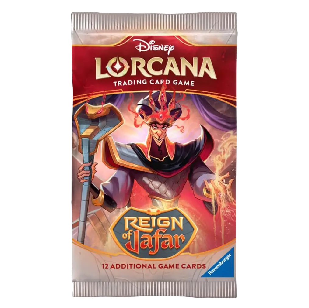 Boîte Le Règne de Jafar (en direct) avec emballage du jeu de cartes à collectionner Disney Lorcana.