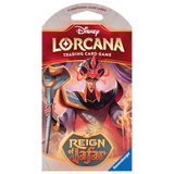 "Disney Lorcana trading card game, Reign of Jafar uitbreidingspakket met Jafar's karakterontwerp."