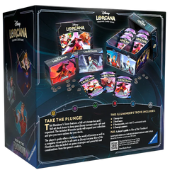 "Verpackung der Rise of the Floodborn Illumineer's Trove mit Booster-Packs und Kartenorganisation."