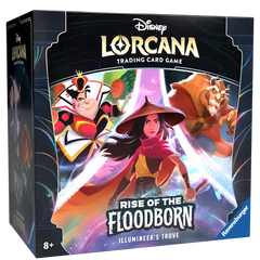 alt
Rise of the Floodborn Illumineer's Trove mit Charakteren aus dem Disney Lorcana Sammelkartenspiel.