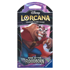 Rise of the Floodborn Booster-Pack mit Kartenhülle für das Disney Lorcana Sammelkartenspiel mit Charakter-Artwork.