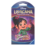 Sleeved Boosterpack "Shimmering Skies" mit Disney Lorcana Charakter in leuchtenden Farben und Design.
