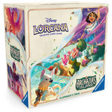 "Archazia's Island Illumineer's Trove met Disney Lorcana-personages en levendige kunstwerken op de boosterbox."