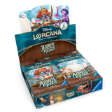 Azurite Sea Japanese Booster Box display featuring Disney Lorcana trading cards and characters.