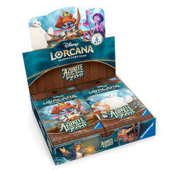 Azurite Sea Japanese Booster Box display featuring Disney Lorcana trading cards and characters.