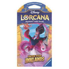 Into the Inklands Sleeved Booster von Disney Lorcana mit einer bunten Figur und dem Spiel-Logo.