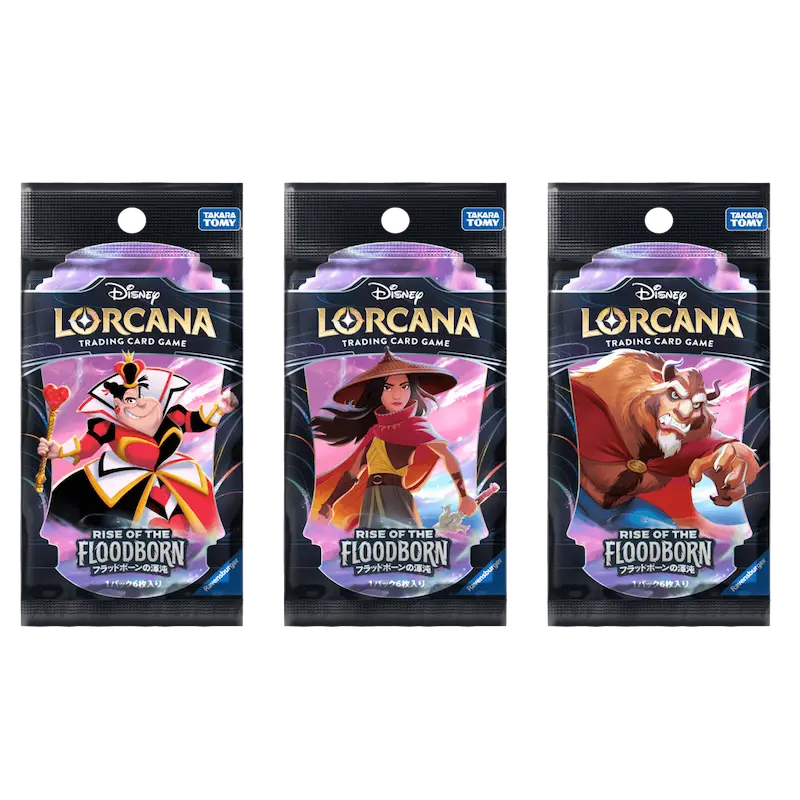 Rise of the Floodborn Japanisches Booster Pack mit Disney Lorcana Charakteren.