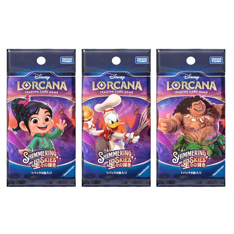Shimmering Skies Japanese Booster Box featuring Disney characters from the Lorcana trading card game.