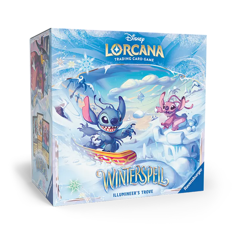 Winterspell Illumineer's Trove mit Stitch und Angel in einer verschneiten Abenteuerkulisse.