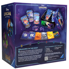 Disney Lorcana Ursula's Return Illumineer's Trove features booster packs, storage box and game pieces for trading card enthusiasts.