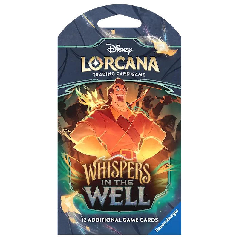 Whispers in the Well Sleeved Booster pack featuring Disney Lorcana with 12 additional game cards.