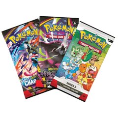 Packs de boosters Pokémon TCG Collection d'Illustrations des Premiers Partenaires Série 3 mettant en vedette des Pokémon emblématiques.
