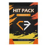 Hit-Pack-Bild, das ein Sammelkarten-Pack mit kräftigen Farben und einer garantierten Hit-Funktion zeigt.