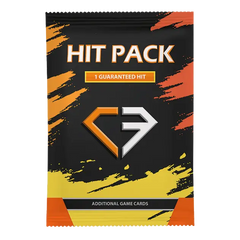 Hit-Pack-Bild, das ein Sammelkarten-Pack mit kräftigen Farben und einer garantierten Hit-Funktion zeigt.