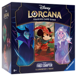 "Disney Lorcana The First Chapter Illumineer's Trove trading card game box met iconische personages."
