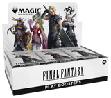 Boîte de boosters Final Fantasy de Magic: The Gathering, avec des personnages emblématiques prêts pour un gameplay épique.