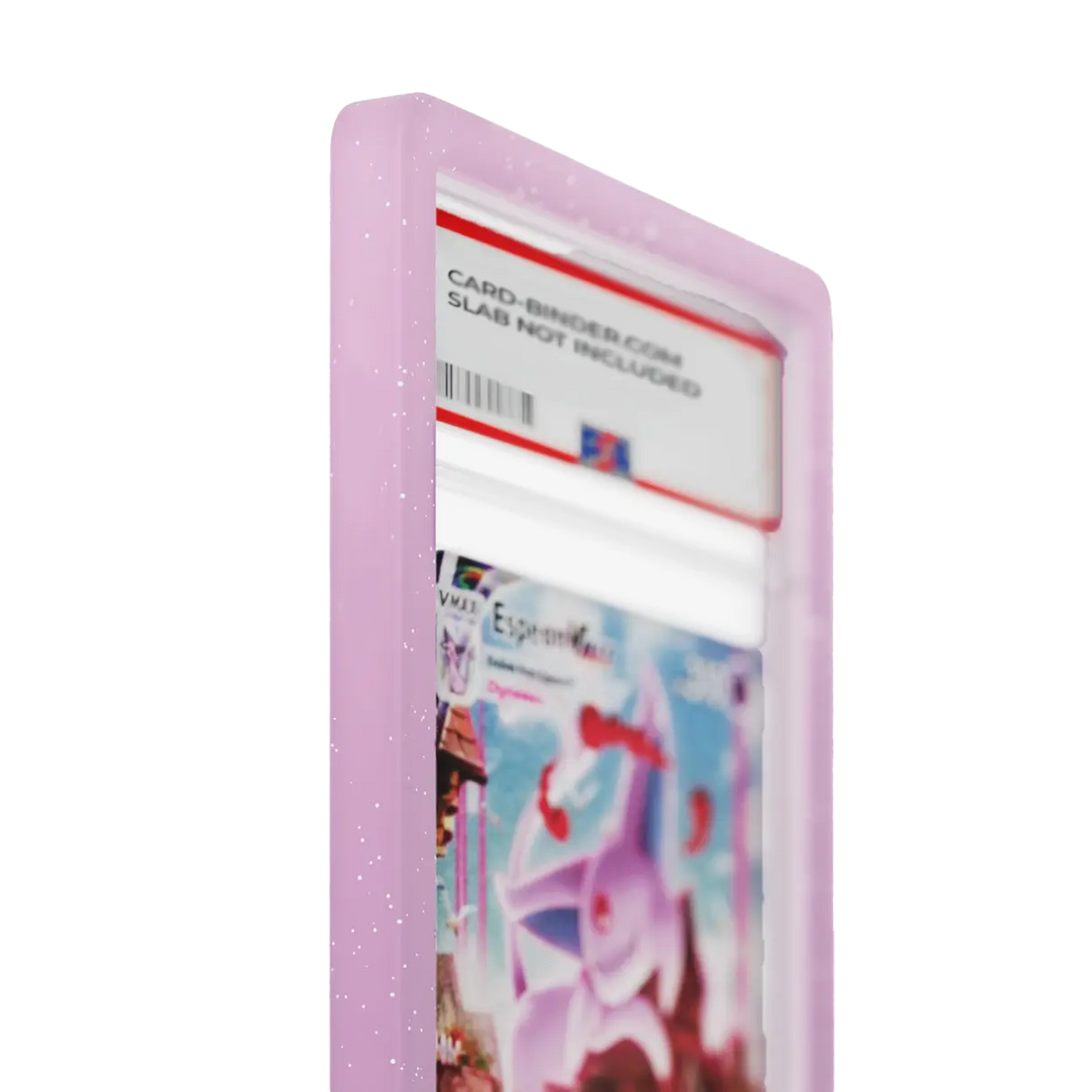 PSA Slab Guard - Mystique avec un design dégradé rose, protégeant une carte Pokémon de type Psy.