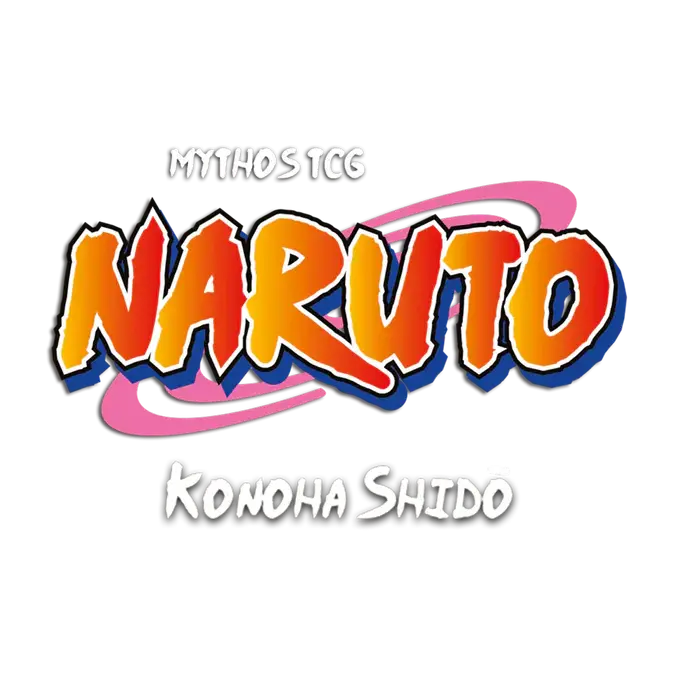 Boîte spéciale Naruto TCG Naruto et Sasuke First Print avec le logo Naruto Mythos TCG Konoha Shidō.