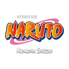 Boîte spéciale Naruto TCG Naruto et Sasuke First Print avec le logo Naruto Mythos TCG Konoha Shidō.