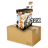 Naruto Shinobi Shiren Booster Box Case (1st) displayed atop a cardboard box, featuring artwork and 12 packs.