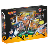 Boîte spéciale Naruto TCG Naruto et Sasuke Première Impression comprenant un pack de démarrage et des cartes à collectionner.