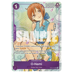 Dash Pack 2025 met O-Nami-personagekaart uit One Piece Card Game met alternatieve illustratie.