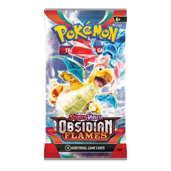 Pokémon Obsidian Flames booster pack met Charizard, perfect om de SV03-set compleet te maken met 10 extra spelkaarten.