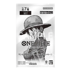 alt
3. Jahrestag Schatzkampagne Japan-Pack mit One Piece Kartenspiel-Design und Promo-Karte Details.