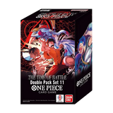 OP16 Double Pack Set Vol.11 présentant la boîte du jeu de cartes One Piece avec des visuels de combat intenses.