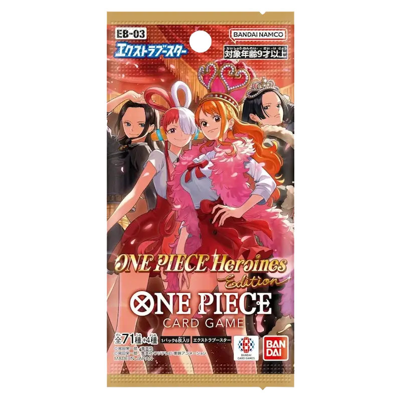 Heroines Edition Japanese Booster Box featuring characters from One Piece TCG, releasing October 25, 2025.