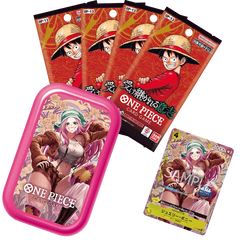 One Piece Vol 3 Coffret Tin avec Nami et Jewelry Bonney, comprenant des boosters OP-13 et une carte promo.