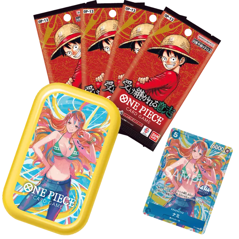 One Piece Vol 3 Coffret Métal avec Nami, 4 Boosters OP-13 et une carte Promo aléatoire