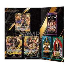 "Leader Collection Japanse Promo met premium kaartontwerp met Luffy, Ace, Sabo, Crocodile, Eustass en Kaido."
