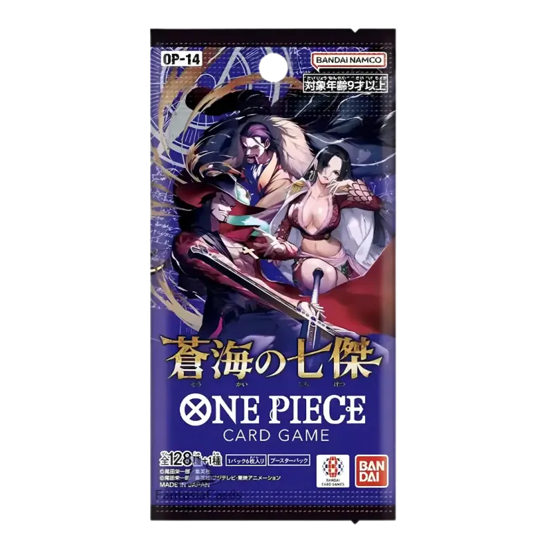 The Azure Seven JP Pack featuring characters from One Piece card game, 12 unique cards per booster pack.