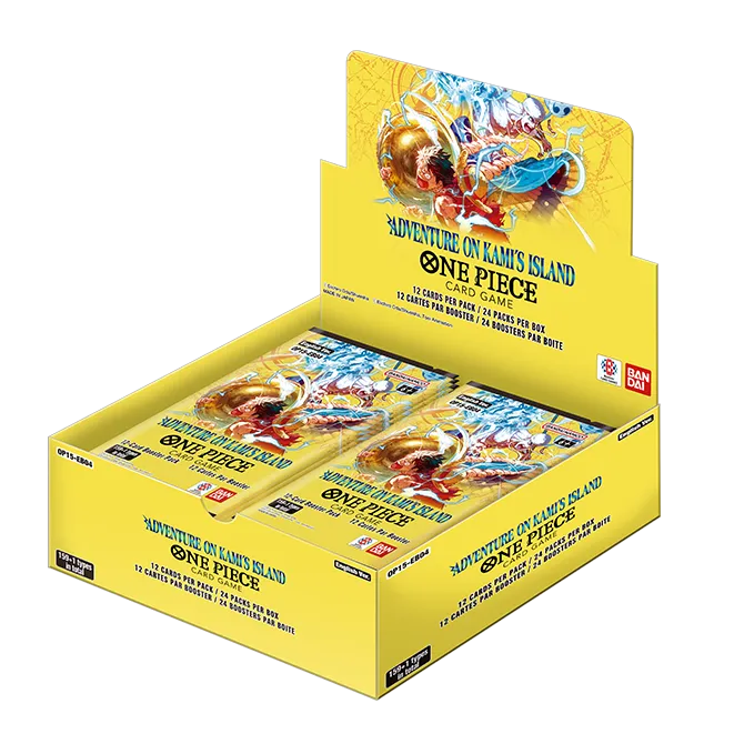 OP15-EB04 Booster Box showcasing Adventure on Kami's Island One Piece Card Game display.