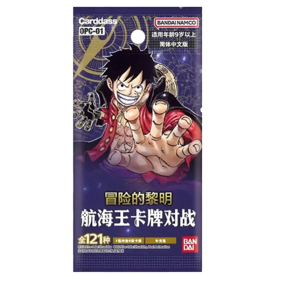 OPC-01 Romance Dawn Booster Box featuring Luffy from One Piece Card Game.