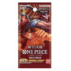 Boîte de boosters OPC-02 Paramount War mettant en vedette des personnages et des illustrations emblématiques de One Piece.