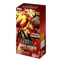 Die beste japanische Booster Box Volume 2 mit Artwork und Branding des One Piece Kartenspiels.