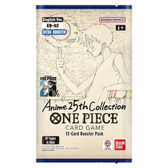 "Boîte de boosters Anime 25th Collection mettant en vedette One Piece TCG, paquet de 12 cartes par Bandai."