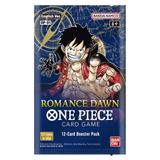 Romance Dawn Booster pack for One Piece TCG featuring Luffy, 12 unique cards, released December 2nd 2022.