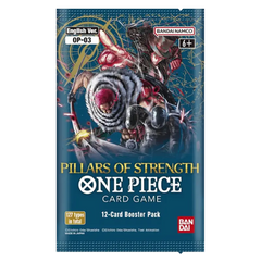 "Boîte d'extension Piliers de Force avec un paquet de cartes One Piece TCG contenant 12 cartes uniques."