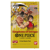 One Piece TCG Kingdoms of Intrigue Booster Pack avec des personnages et des illustrations uniques, version anglaise par Bandai.