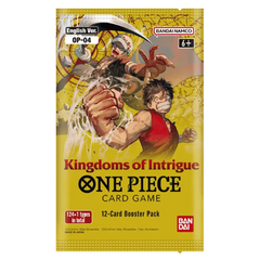 One Piece TCG Kingdoms of Intrigue Booster Pack avec des personnages et des illustrations uniques, version anglaise par Bandai.