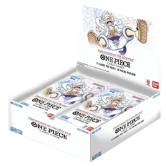 "Boîte de boosters One Piece TCG Awakening of the New Era présentant 24 boosters avec des designs de cartes uniques."