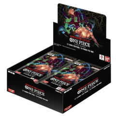 Boîte Booster "Wings of the Captain" avec 24 paquets de One Piece TCG, chacun contenant 12 cartes uniques.
