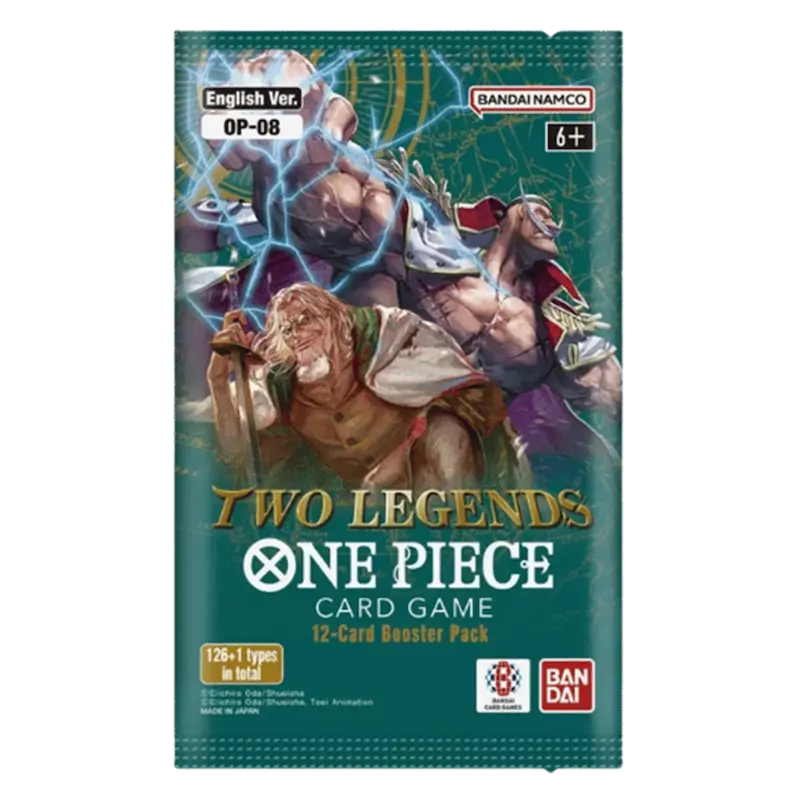 Two Legends Booster pack from One Piece TCG featuring unique cards for the card game.
