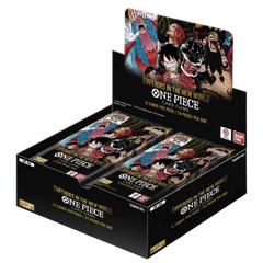 Boîte d'extension Empereurs du Nouveau Monde pour le JCC One Piece, contenant 24 boosters de 12 cartes chacun.