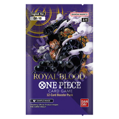 Royal Blood Booster pack for One Piece TCG featuring 12 unique cards, releasing March 21st, 2025.